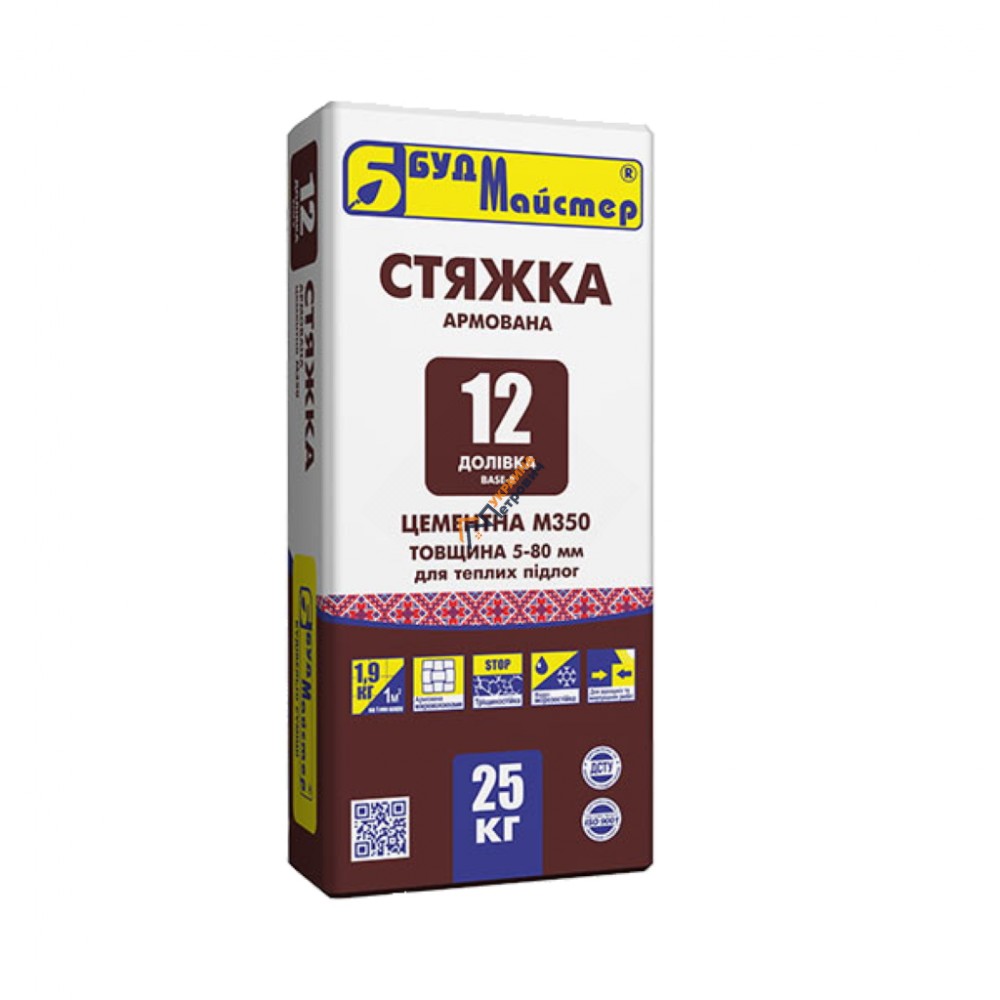 Стяжка для підлоги М350 BudMajster D-12 (25 кг) - ціна, відгуки, характеристики на будбазі у Києві та Харкові