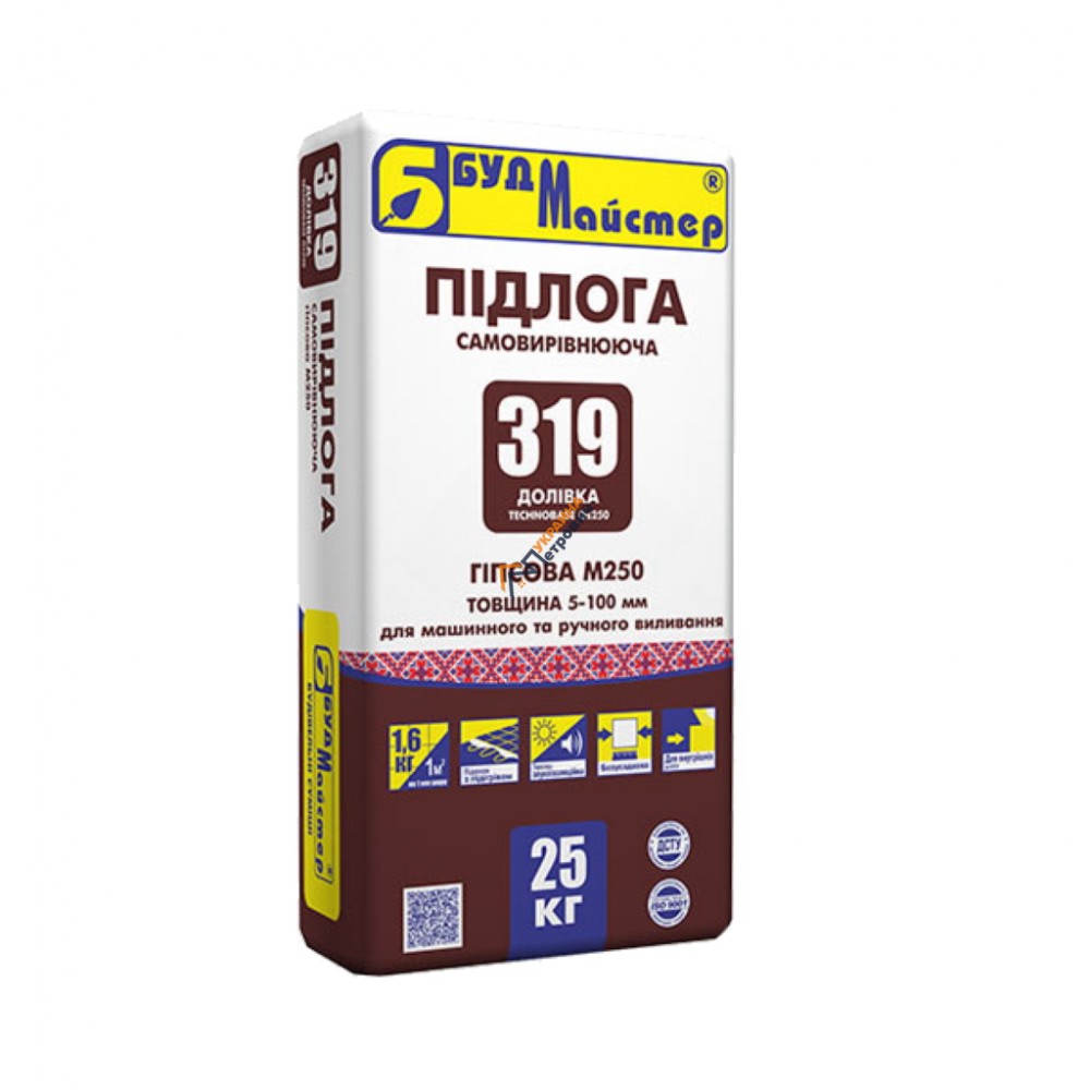 Самовирівнююча суміш гіпсова М250 BudMajster D-319 (25 кг) - ціна, відгуки, характеристики на будбазі у Києві та Харкові