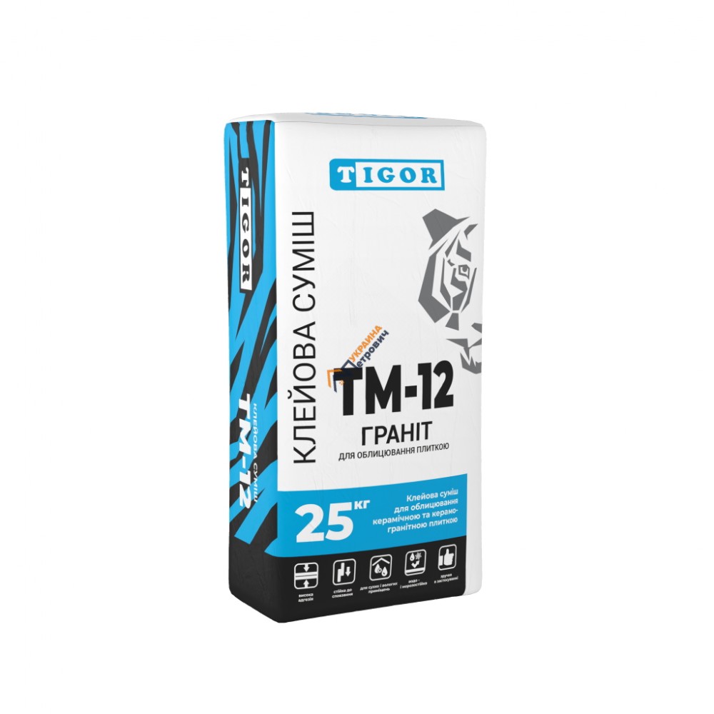 Клей для плитки Tigor TM-12 Гранит (25 кг) - цена, отзывы, характеристики на стройбазе в Киеве и Харькове