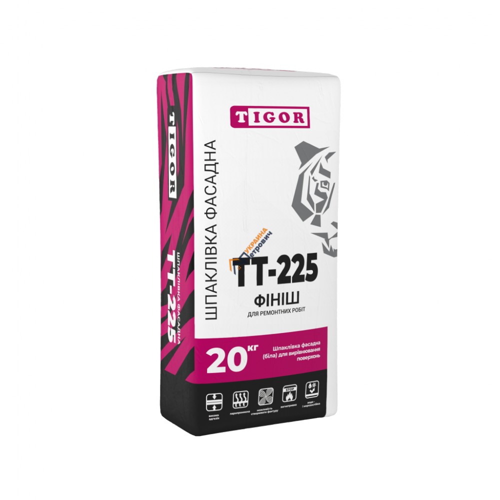 Шпаклівка фасадна Tigor TT-225 Фініш (20 кг) - ціна, відгуки, характеристики на будбазі у Києві та Харкові