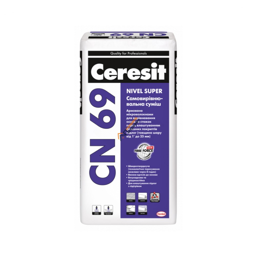 Самовыравнивающаяся смесь Ceresit CN 69 Nivel Super (25 кг) - цена, отзывы, характеристики на стройбазе в Киеве и Харькове